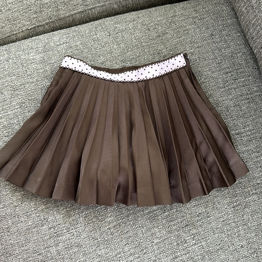 Gymboree Girls Brown Pleated Skort Skirt Built In Shorts Size 4 🤎